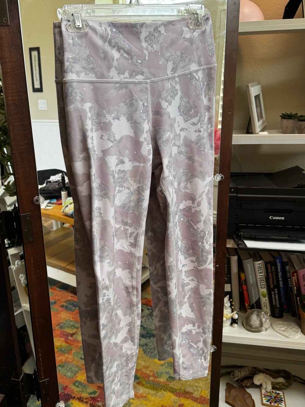 Savvi, Light Mauve Camouflage High-Waist Leggings, Medium